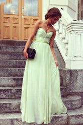 Chiffon Sweetheart Floor Length Long Prom Dresses, Evening Dresses